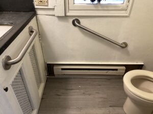 Exeter restroom showing grab bars